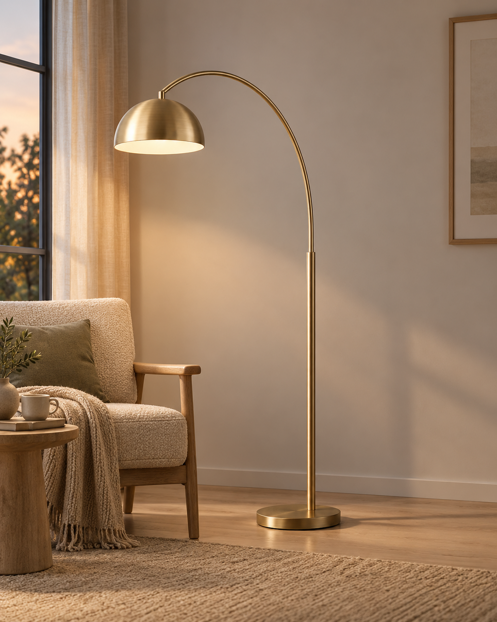 A Havvero floor lamp shaping a calm reading corner